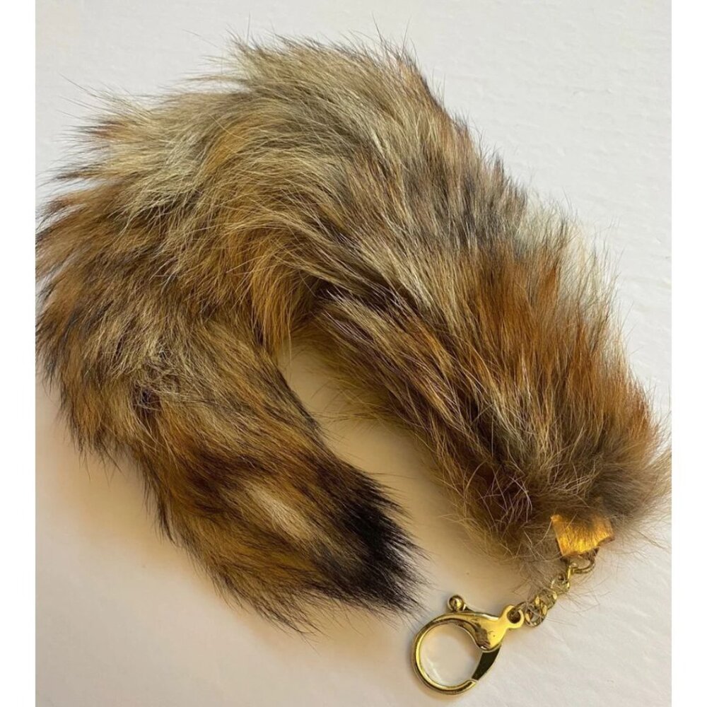 Vintage Real Fox Tail Clip On Plush Soft Fur Collectible keychain